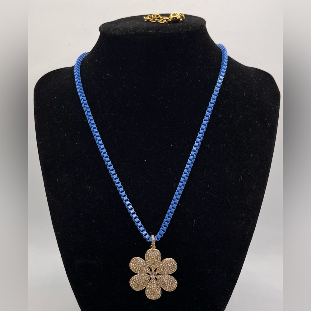 “Daisy Duke” Blue Gemstone Necklace with Intricate Design